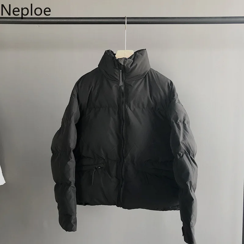Neploe/корейское свободное короткое пальто со стоячим воротником из хлопка; теплые осенне-зимние парки; плотная куртка на молнии с карманами; 47328