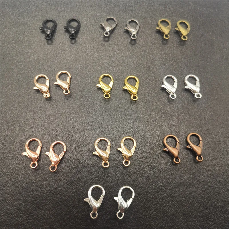 100pcs 10 12mm Lobster Clasps Hooks Chain Closure Findings Accessories