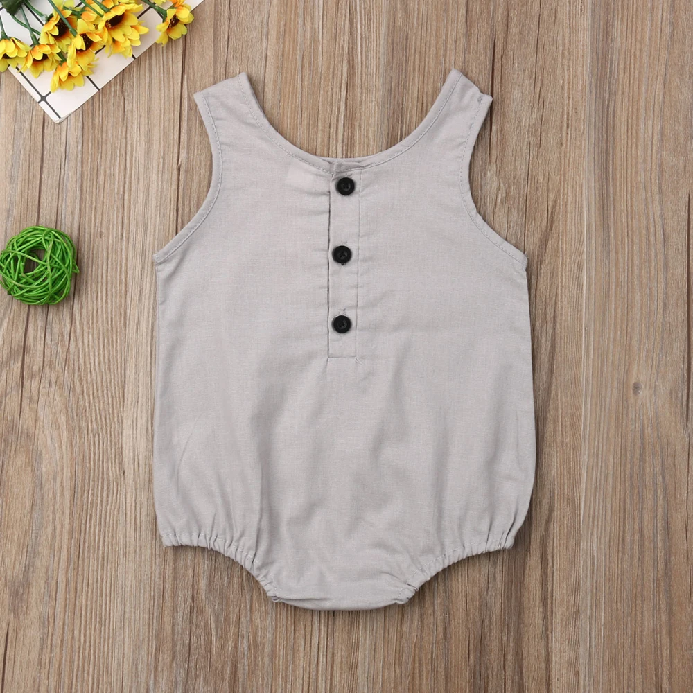 0-18 Months Summer Newborn Baby Girl Boy Clothes Cotton&linen Romper Bodysuit Outfits Set