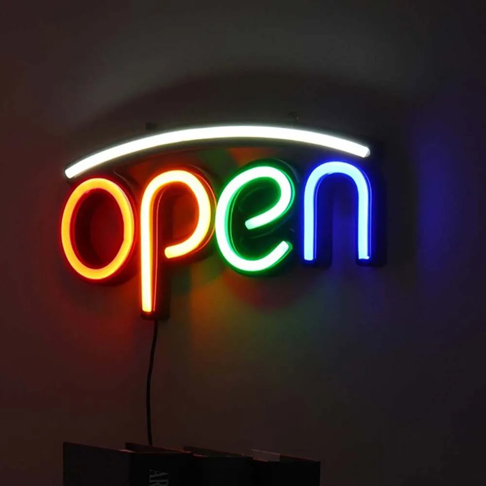 New OPEN Neon LED Light Tube Handmade Visual Artwork Bar Club KTV Wall Decorat EU Plug Commercial Lighting Colorful Neon Bulbs 6