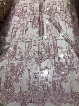 

Fashion Handmade Beaded Embroidery Evening Dress Design Lace Fabric Embroidery French Mesh Lace Africa Nigeria Lace