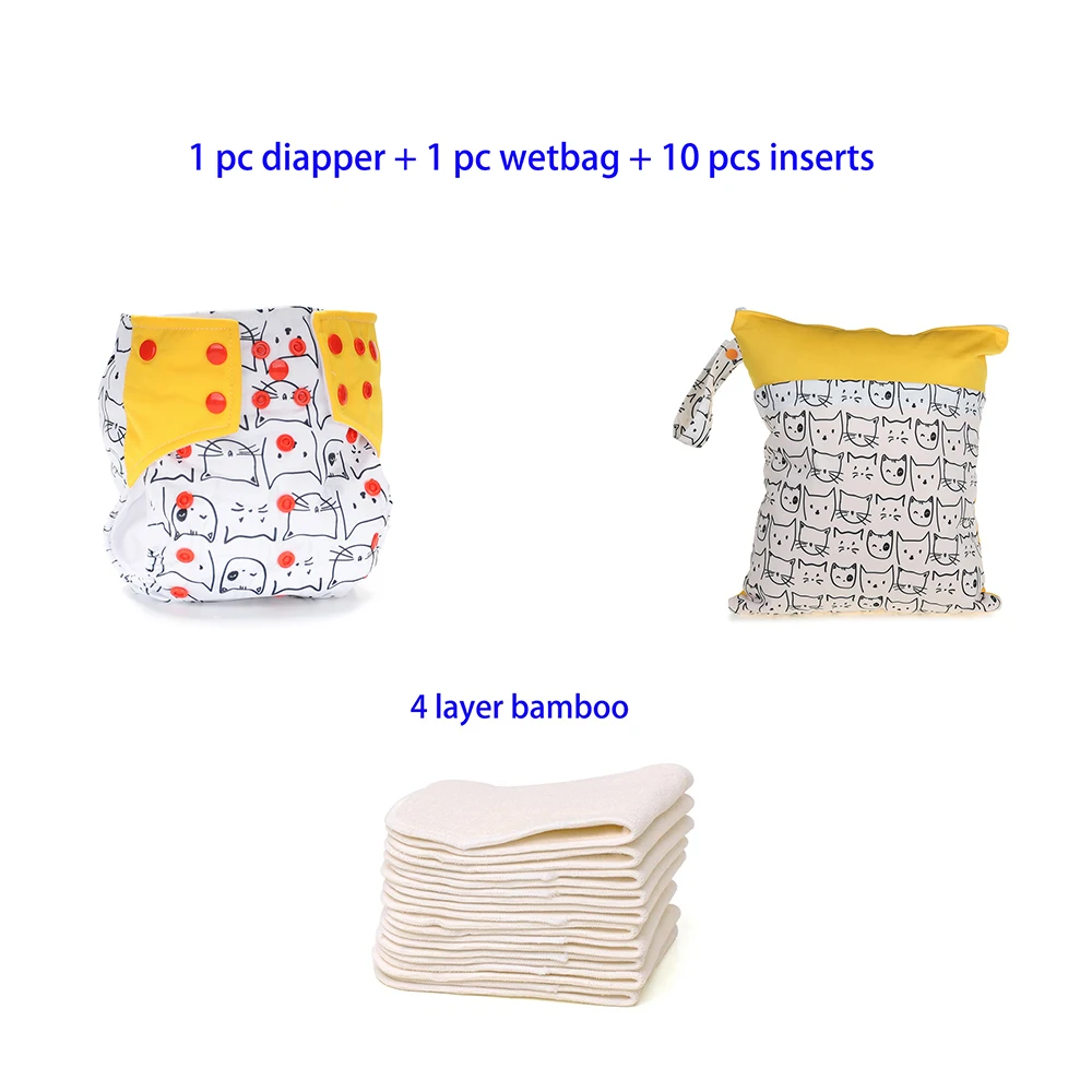 

Reusable Washable diaper + wetbag+10 pcs bamboo inserts bamboo charcoal inserts natural bamboo inserts