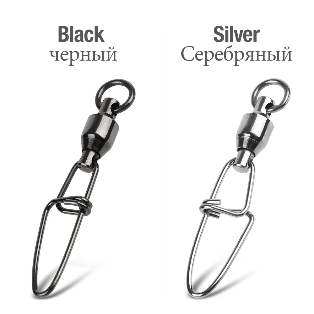 DONQL 102050Pcs Bearing Fishing Connector 0#-6# Swivels Snap Rolling Stainless Steel Fish Hook Connector Fishing Accessories主图01 (4)