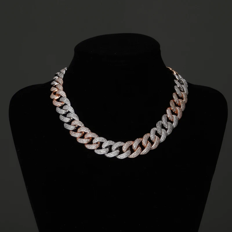 TOPGRILLZ 18 мм Maimi кубинское звено цепи ожерелье серебро и розовый цвет Iced Out кубический циркон хип хоп ювелирные изделия подарок