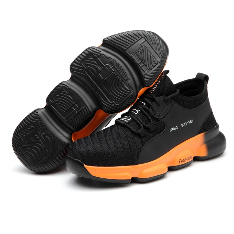 Atrego/Модная Рабочая защитная обувь, кроссовки, ультра-светильник, мягкая подошва, Мужские дышащие, не разбивающиеся, ПРОКАЛЫВАЮЩИЕ, со стальным носком, рабочие ботинки - Цвет: Оранжевый