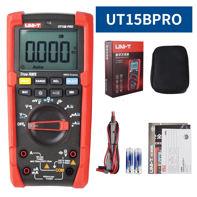 Цифровой мультиметр UNI T UT15B PRO / UT17B функция True RMS 1000 В переменного/постоянного тока