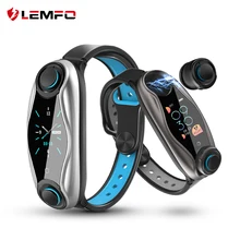 LEMFO LT04 фитнес-Браслет беспроводные Bluetooth наушники 2 в 1 Bluetooth 5,0 чип IP67 водонепроницаемые спортивные Смарт-часы