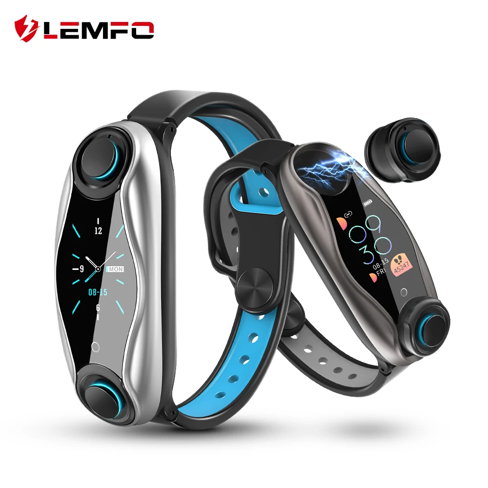LEMFO LT04 T90 Fitness Bracelet Wireless TWS Earphone 2 In 1 Bluetooth 5.0 IP67 Waterproof Sport Smart Watch for Men