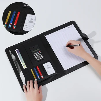 

1 PC A4 PU Leather File Folder With Calculator Multi-function Business Document Pads Manager Portfolio Office Supplies