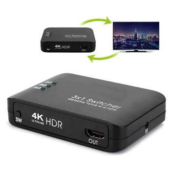 

SOONHUA HDMI 2.0 Switcher Splitter Adapter Switcher With USB Cable Remote Controller LED Indicator For 4K HDTV Monitor Projector