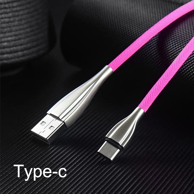 Type-c Usb type C Androic кабель IOS 5V2. 4A Быстрая зарядка USB шнур цинковый сплав Usb зарядное устройство Передача данных для мобильного телефона 1 м провод - Цвет: Type-c