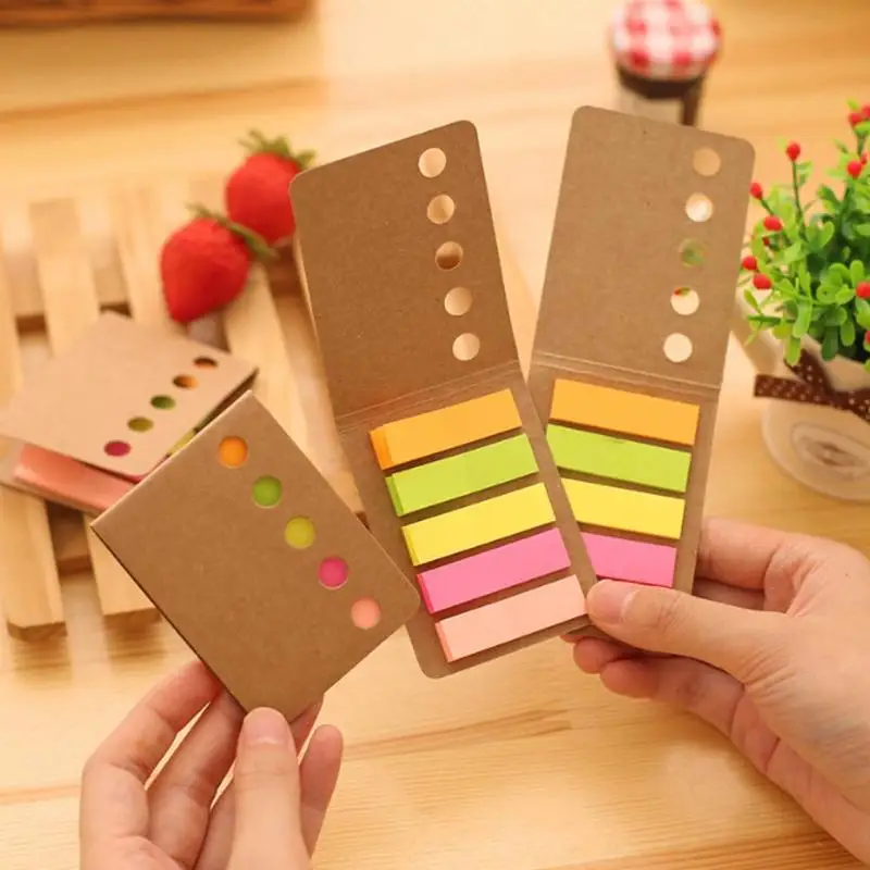 

Kawaii Candy Color Memo Pad Kraft Paper Cover Post It Planner Sticker Notepad for Entries Page Index Student Stationery Supplies