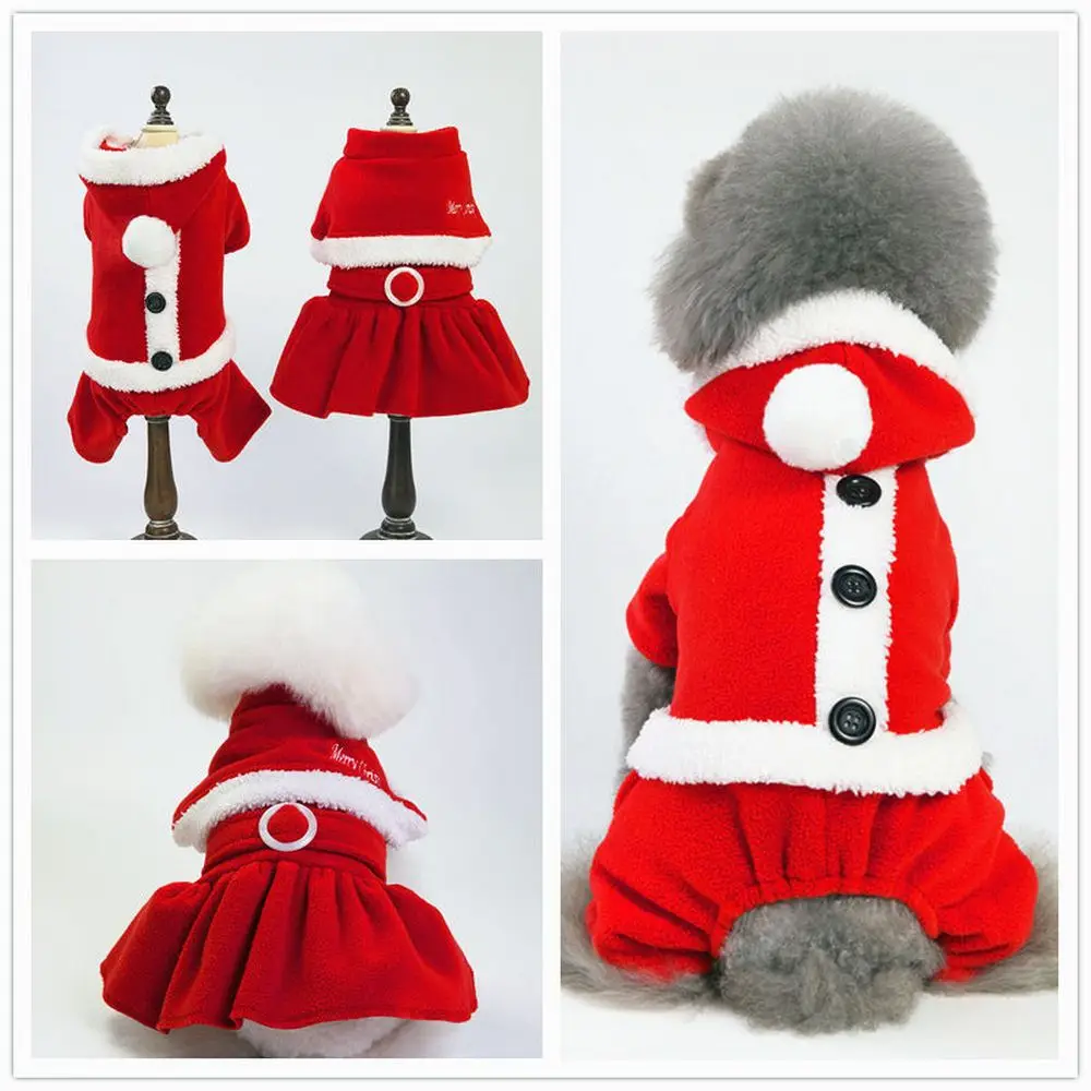 

Christmas Dog Clothes Small Dogs Santa Costume for Autumn and Winter Pet Dog Holiday Costume Jacket Coat Pets Supplies 2 Style