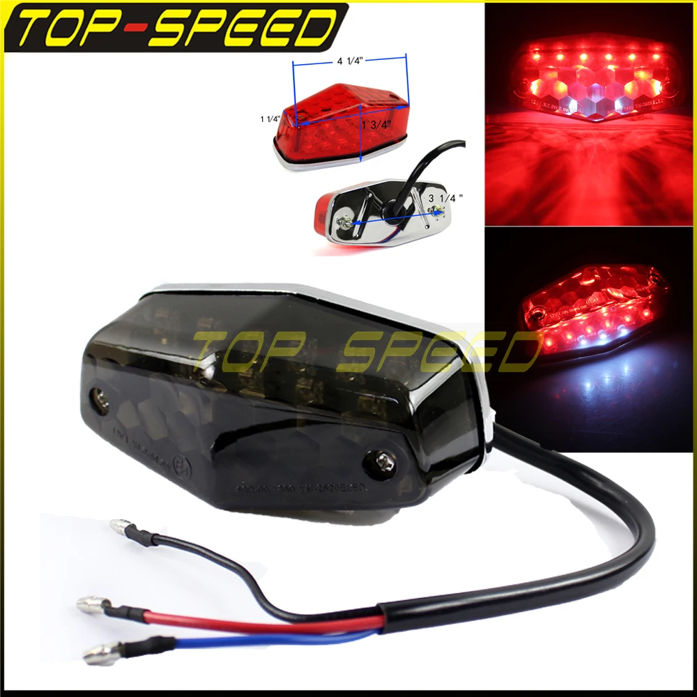 Universal 12v Led Motorcycle Brake Light Rear Taillight E4 Red Lucas