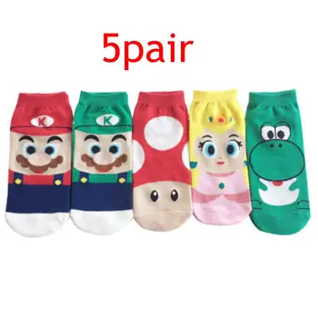 

5Pair Children Super Mario Cartoon Sock Boys Funny Mario Socks kids Princess Socks Winter Soft Children Cartoon Mario Boat Socks