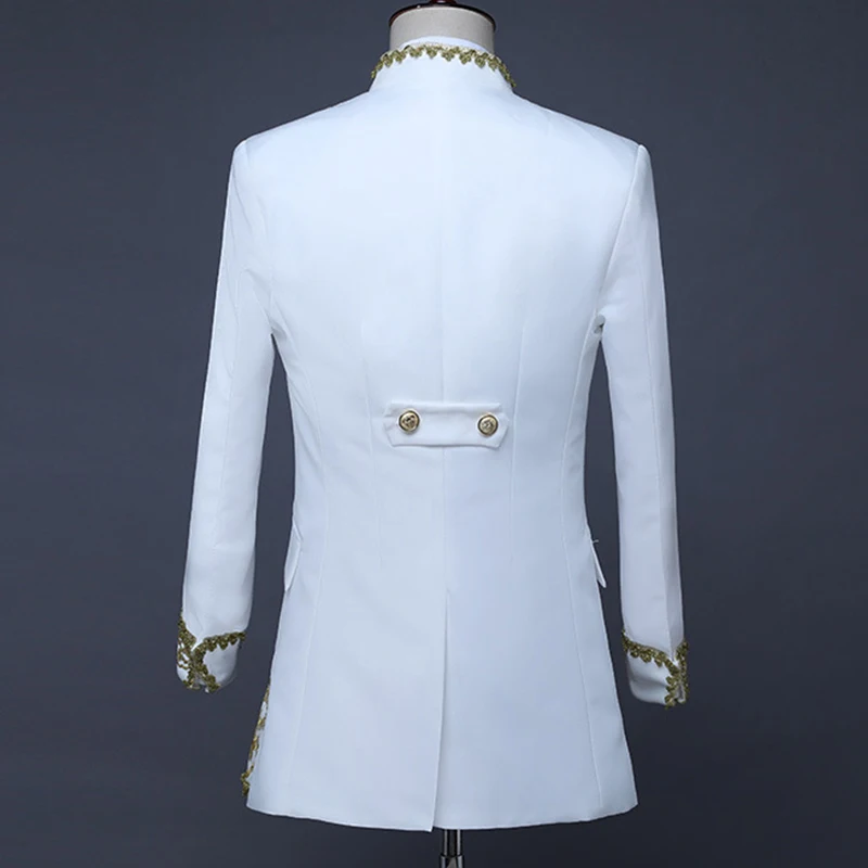 New Man Fashion Full Sleeve Stand Collar Embroidery Long Casual Blazer Suits Performance Party Blazer Coat Suits xz055 New Man Fashion Full Sleeve Stand Collar Embroidery Long Casual Blazer Suits Performance Party Blazer Coat Suits xz055