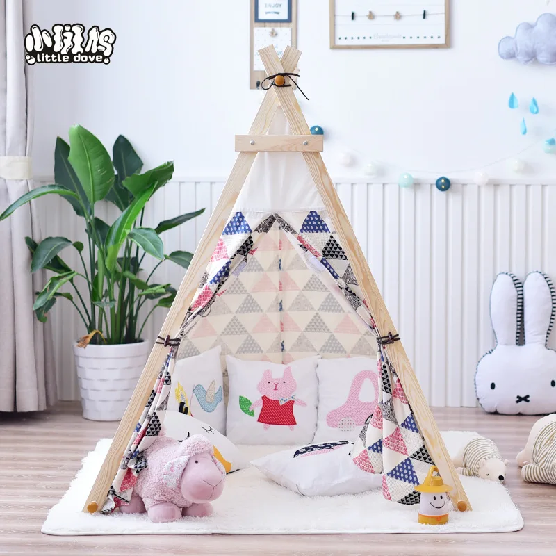 

Korean Style Pure Cotton Tent Children Ultra Large Toy House Cloth Tent KID'S Tent Easy to Be Washed Wood Structure Tent