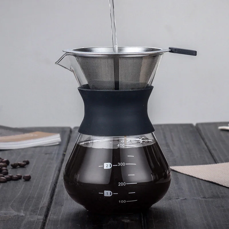 Portable Glass Coffee Filter Pot Maker V60 Glass Coffee Pot Teapot