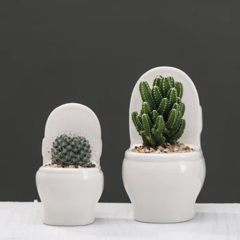 

OCHINE Ceramic Flower Pot Creative Succulent Toilet Flowerpot Ceramic Flowerpot Desktop Potted Decoration Outdoor Gardening
