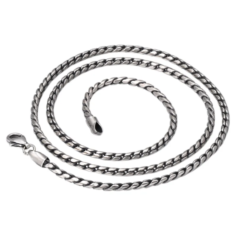 Чистое серебро 925 пробы змеиные Кости Ожерелье 45-75 см толщина 2,5 мм для женщин мужчин Ретро хип хоп ювелирные изделия подарки на день рождения