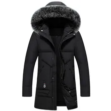 Зимние куртки с капюшоном с воротником из лисьего меха и 90% белым утиным пухом, мужские зимние парки, 150