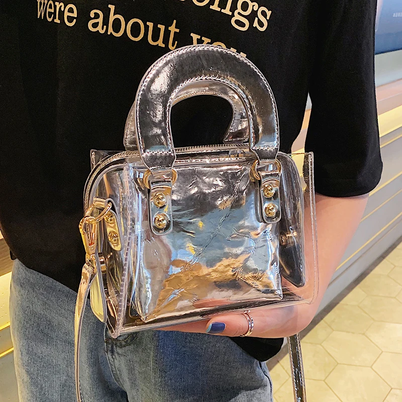2 шт./компл. дорожная сумка-мессенджер Маленькие Прозрачные сумки для женщин сумки через плечо мода корейский стиль новая женская сумка PU Твердая