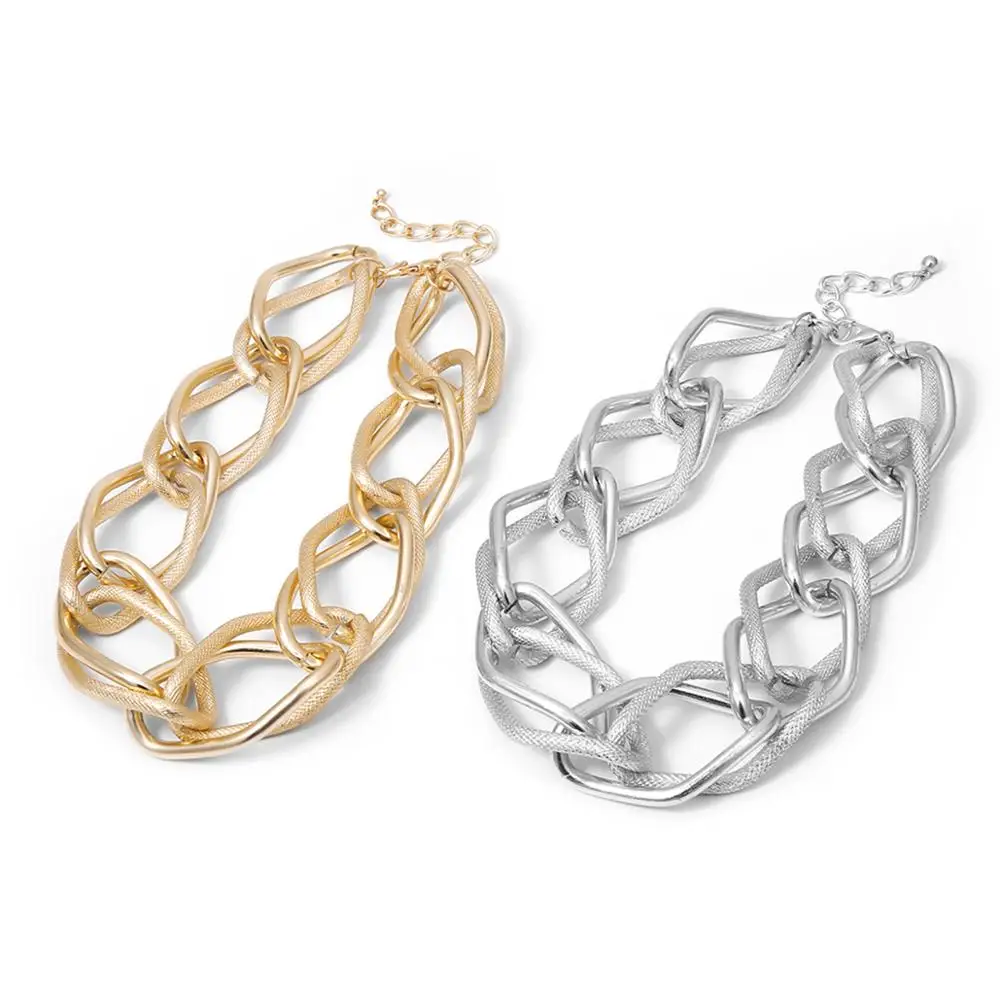 Lacteo Punk Multi Layered Golden Chain Choker Necklace Jewelry for Women Hip Hop Big Thick Chunky Clavicle Chain Charm Necklace