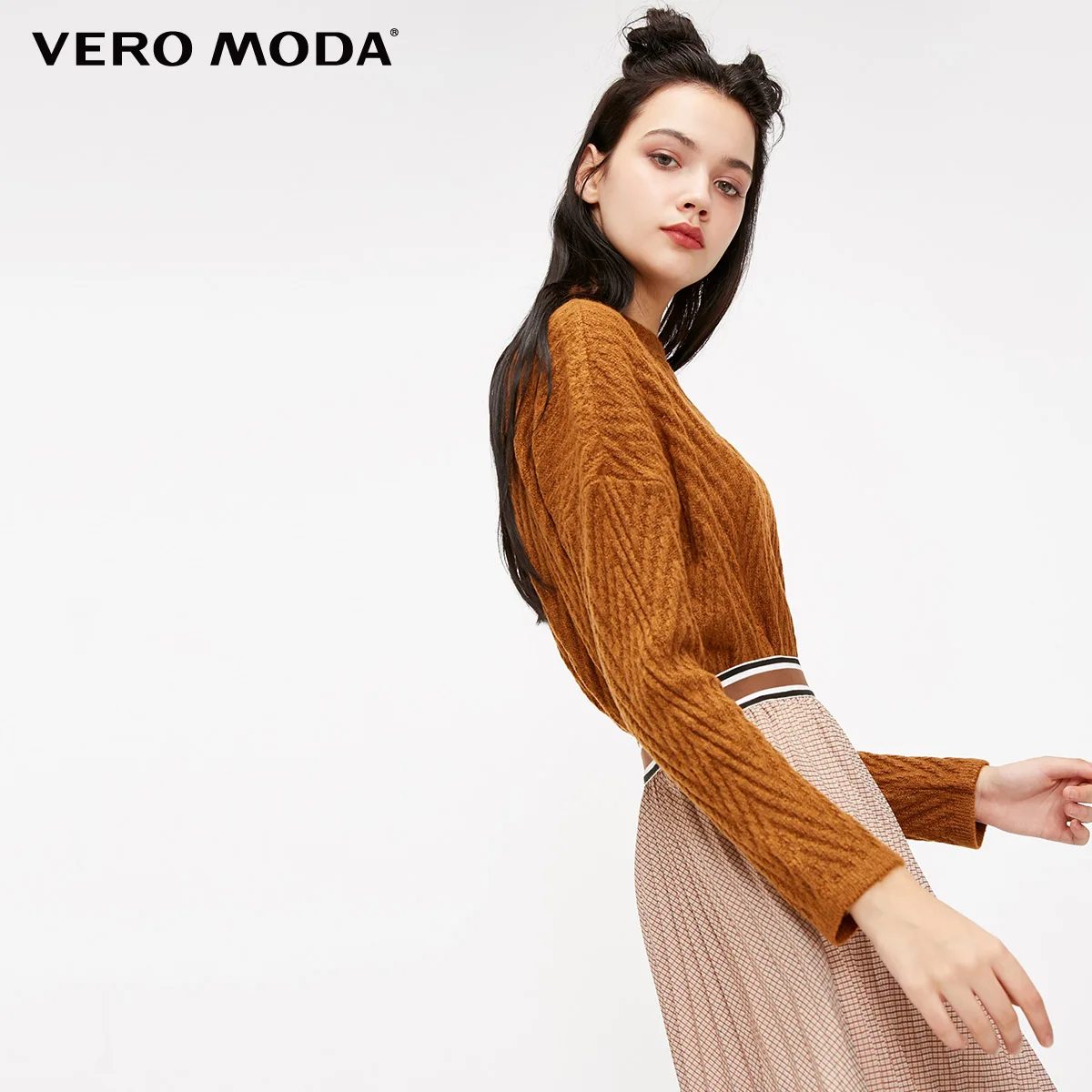 Burnt caramel mel. Vero Moda Женский трикотажный свитер с длинными рукавами и воротником-стойкой | 318413501 - Цвет: Burnt caramel mel.