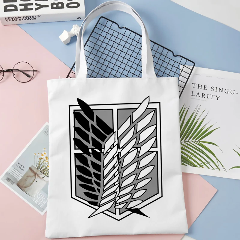 Attack on Titan-bolso de compras ecológico, bolsa de reciclaje, bolsa reutilizable, bolsa de cadena