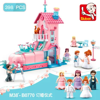 

Sluban B0770 Pink Dream Wedding Shoe House Engagement Party DIY Model 398pcs Mini Building Blocks Bricks Toy for Children no Box