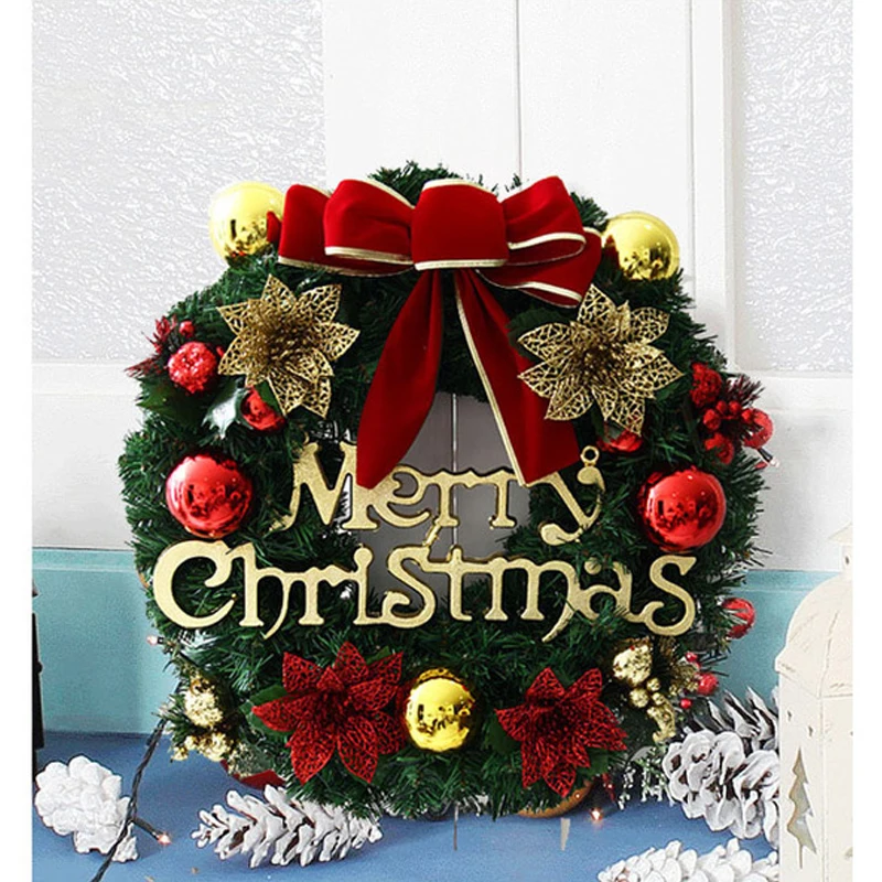 Christmas Wreath Handmade Rattan Pendant Garland Shopping Mall Christmas Tree Door Decoration Wreath Xmas Home Decor