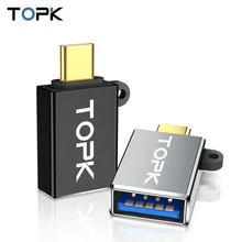 TOPK AN71 usb type C OTG штекер USB 3,0 адаптер Женский OTG кабель мини конвертер для samsung Xiaomi huawei планшет и Android и ПК
