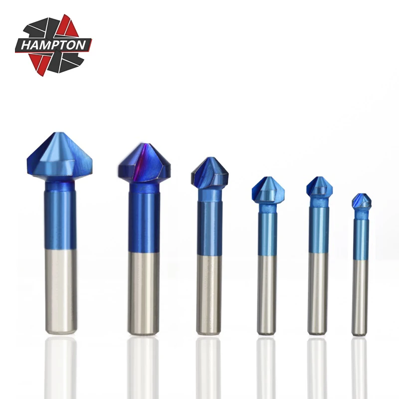 HSS Countersink Drill Bits Set 6pcs 3 Flute Metal Milling Cutter 90 Degrees Countersink Chamfer Drill Bit Wood Chamfering Cutter