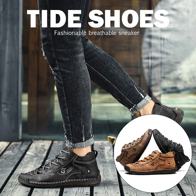 

Newly Martin Boots Men Large Size Shoes Fashion Shoes Men Casual Strap Faux Leather Short Boots Shoes SD669