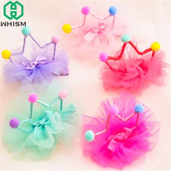 

1PC Cute Pet Crown Hair Pin Dogs Cat Hair Clip Decorative Yarn Headband Small Pet Halloween Hair Accessories Color Random
