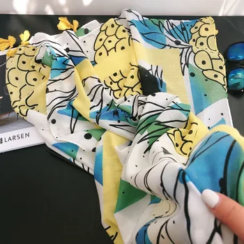 

KYQIAO cartoon hijab scarf women autumn spring fashion luxury brand long fruit pattern scarf pashmina шарф женский
