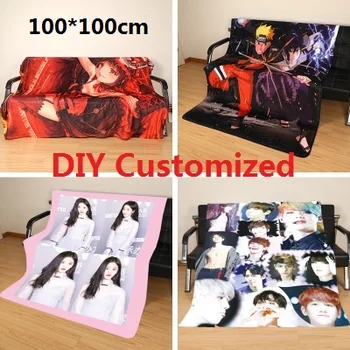 

100*100cm DIY Customized Sleep Blanket Colorful printing Photo LOGO Images Fleece for Summer Sleep Pets Dog Friends Family