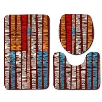 

Bath Mat 3D Stripe Printed Bathroom Carpet 3PCS/SET Absorbent Rug For Toilet Bathroom Floor Mats Non-slip Shower Rugs