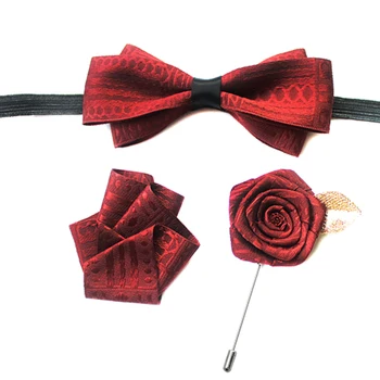 

Fashion New Men's Tie Groom's Groomsman Wedding Collar Suit Shirt Bowknot Accessories Pocket Towel Corsage Brooches Bowtie Sets