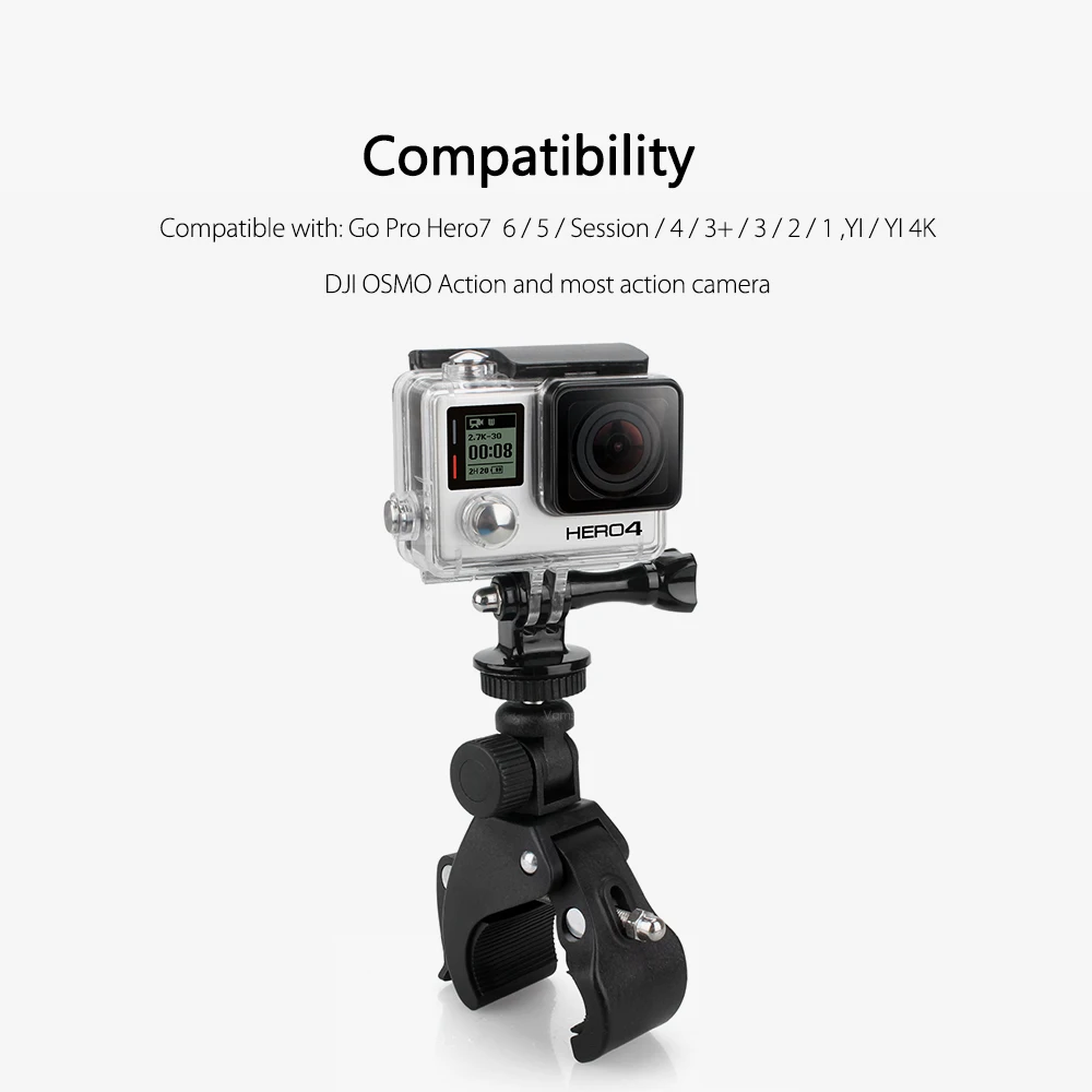Vamson для Go pro аксессуары ручка бар крепление Адаптер штатива велосипед мотоцикл для Gopro Hero 5 4 3+ 2 1 камера VP506