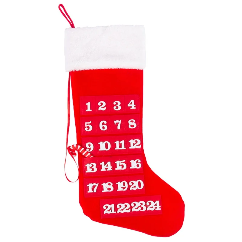 Non-woven Christmas Hanging Advent Calendars 24 Days Countdown To Xmas Gift Decorations Weihnachtskalender Kerst Kalender - Color: Christmas Stocking