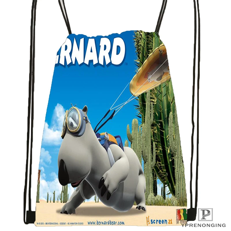 Пользовательские короткометражные мультфильмы Bernard Polar походная сумка на шнурке милый рюкзак для детей(черная спинка) 31x40 см#180531-02-29
