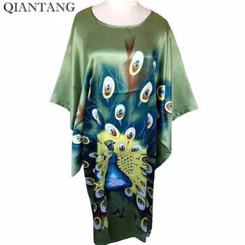 

Sale Green Ladies Robe Spring Chinese Women Rayon Sleepwear Loose Bath Gown Nightgown Peafowl One Size Mujer Pijama S4020