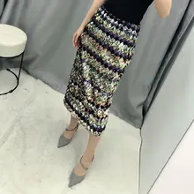 Новинка весны, Женская юбка с высокой талией и блестками