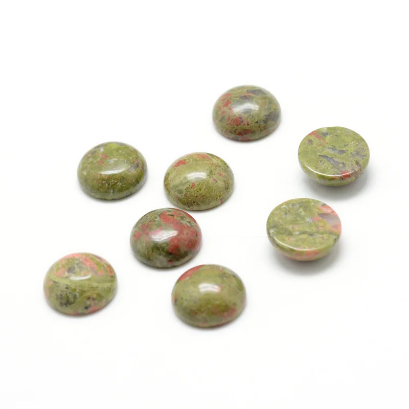 Unakite 100 шт 6/8/10/12 мм камень Кабошоны для самостоятельного изготовления ювелирных изделий, аксессуары, смешанный стиль, полукруглый, разноцветные, F70 - Цвет: Unakite