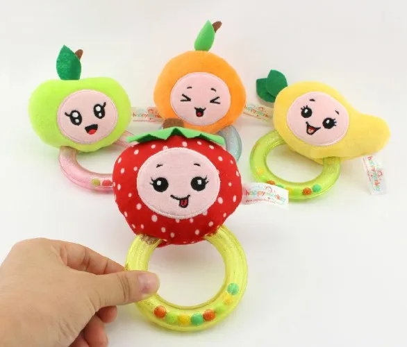 Большая игрушка-погремушка из мультфильма для младенцев, новый стиль, цветная погремушка с фруктами, развивающая ручная погремушка