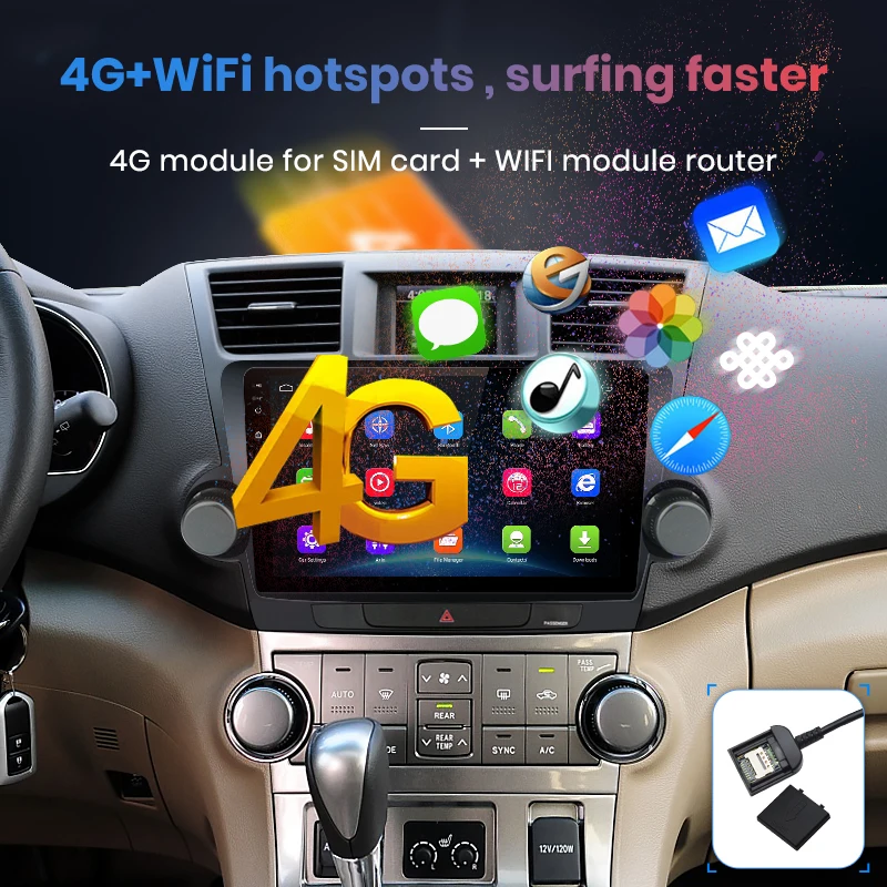 Junsun V1 2G+ 3 2G Android 9,0 DSP для Toyota Highlander 2007-2013 автомобильный Радио Мультимедиа Видео плеер навигация gps RDS 2 din dvd