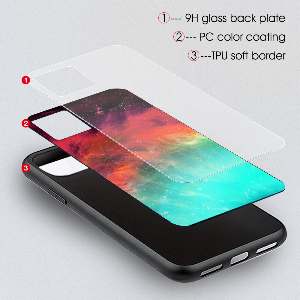 Крутой чехол из закаленного стекла для iPhone 11 Pro Max Xs, чехол с принтом Луны и звезд для iPhone 6, 6 S, 7, 8 Plus, X, XS, Max, XR, задний чехол s