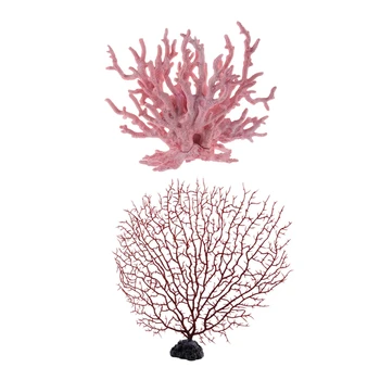 

Pink Coral Shaped Decoration Ornament for Aquarium Fish Tank & 9 inch Height Red Plastic Coral Decoration