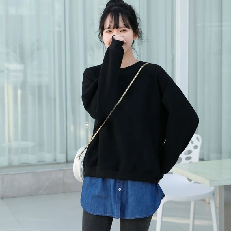 Women White Striped Half False Hem Layering Fake Top Lower Skirt Extender 6
